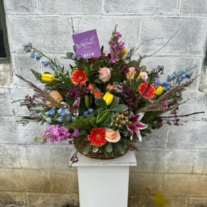 Bright & Colorful Sympathy Basket Arrangement