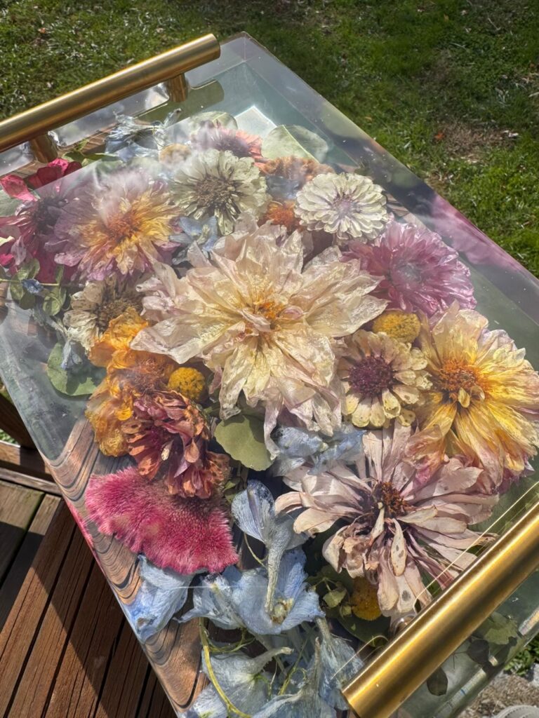 Bridal Bouquet preservation of dried flowers in resin.