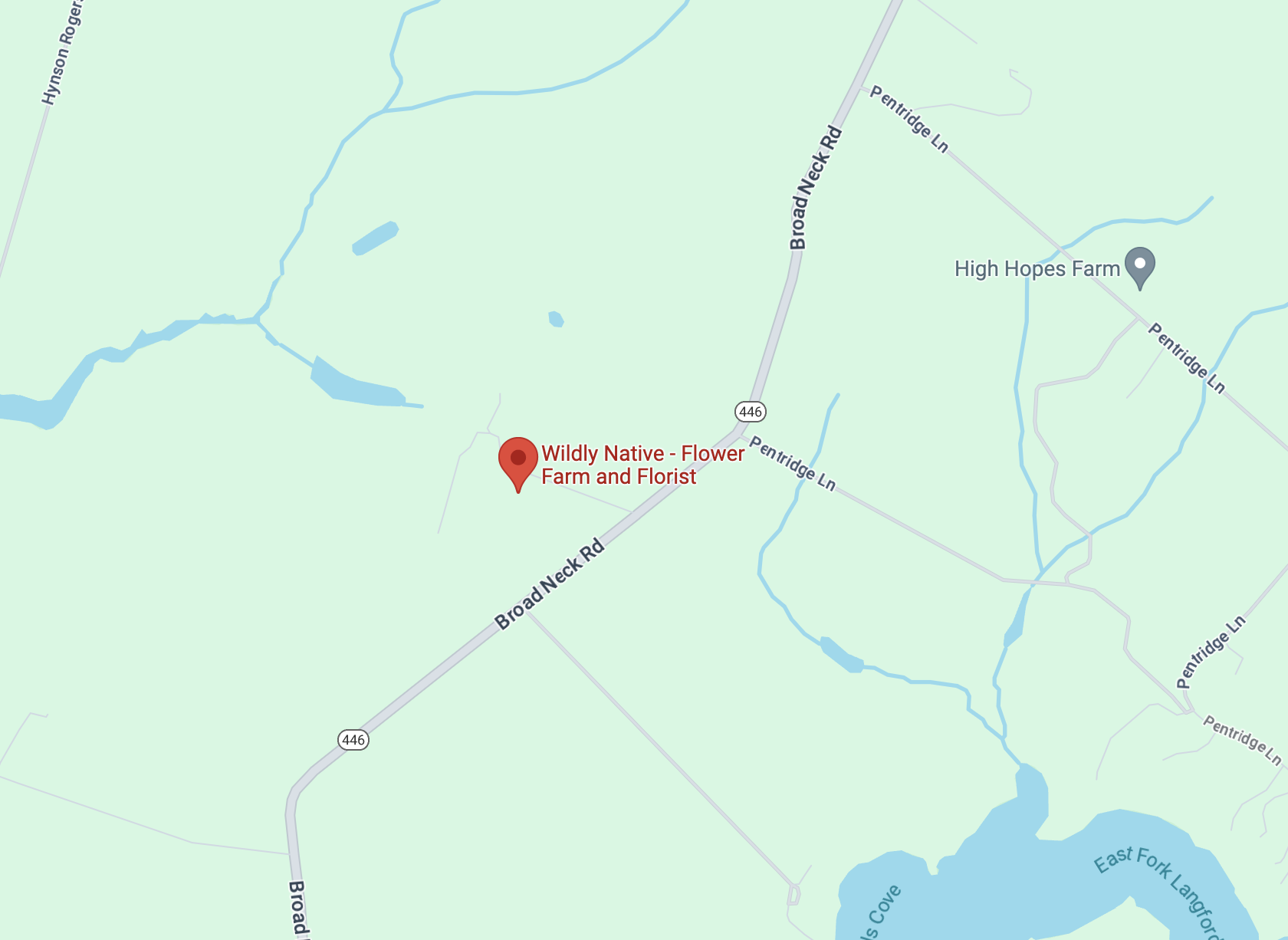 Google Map Screenshot of Wildly Native Flower Farm in Chestertown, Maryland