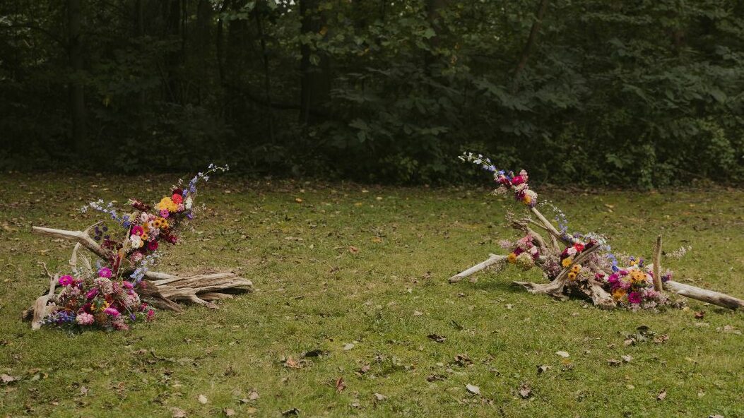 ground arch with colorful flowers full photo