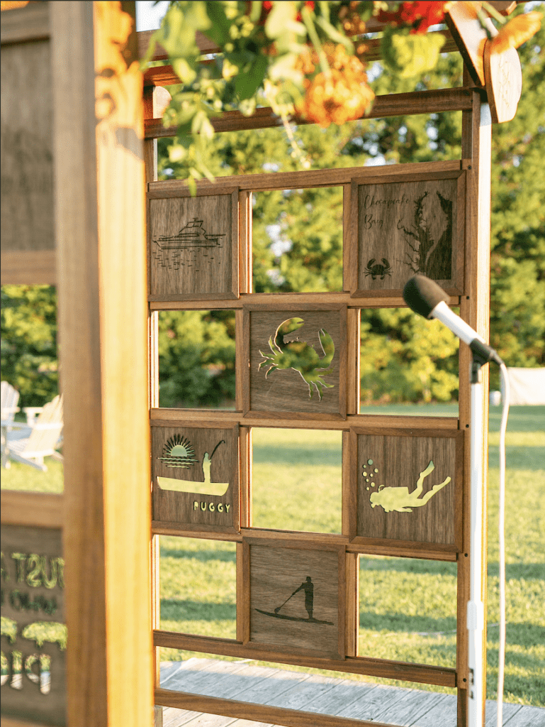 wooden arch with cutouts