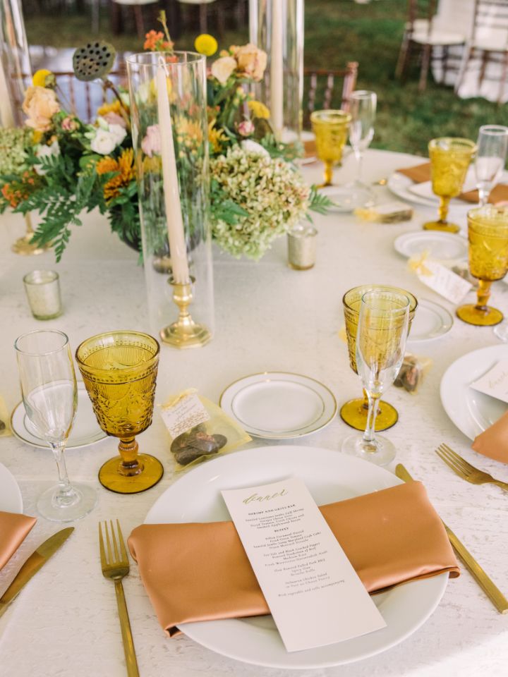 compote and tapers on round table