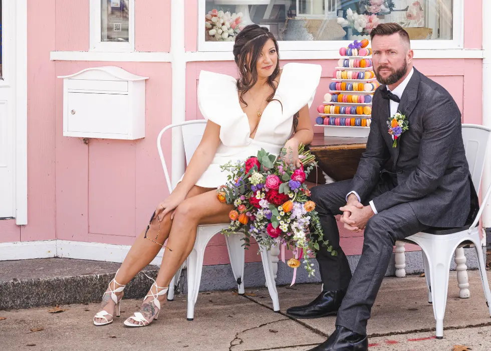 Bride and Groom models for the cover shoot on Chesapeake Bay Wedding Magazine