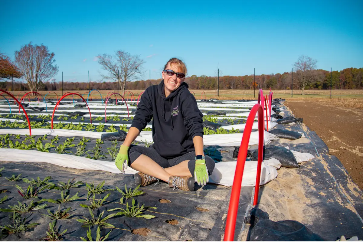 Featured Image for Episode 44 of the Flower Files with Liza smiling in the flower fields