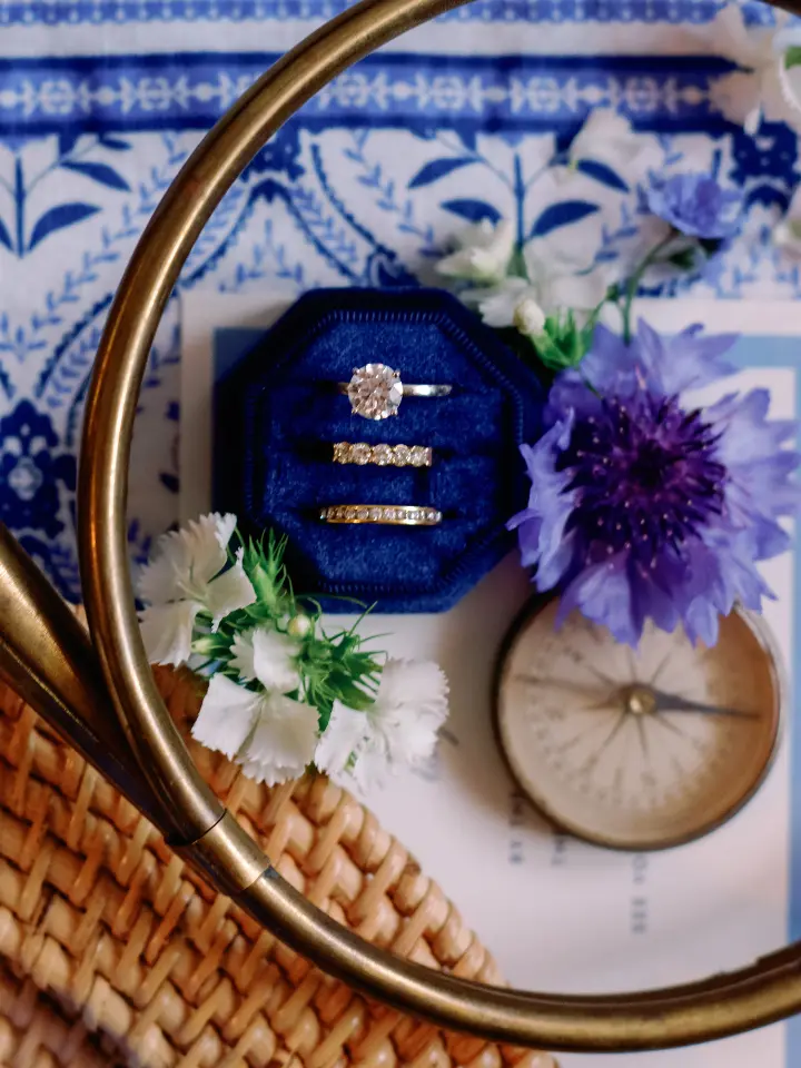 springbluewhite_wylderhotel4 Details up close of a ring for a spring wedding at Wylder Hotel