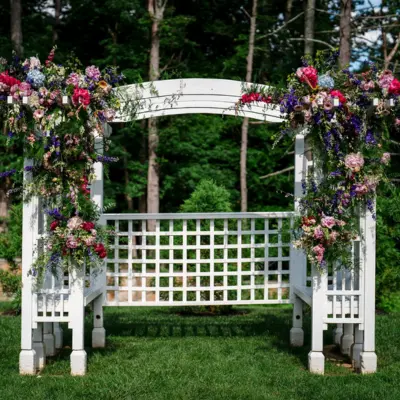 arches_featured White Arch with Bright PInk and Purple Florals