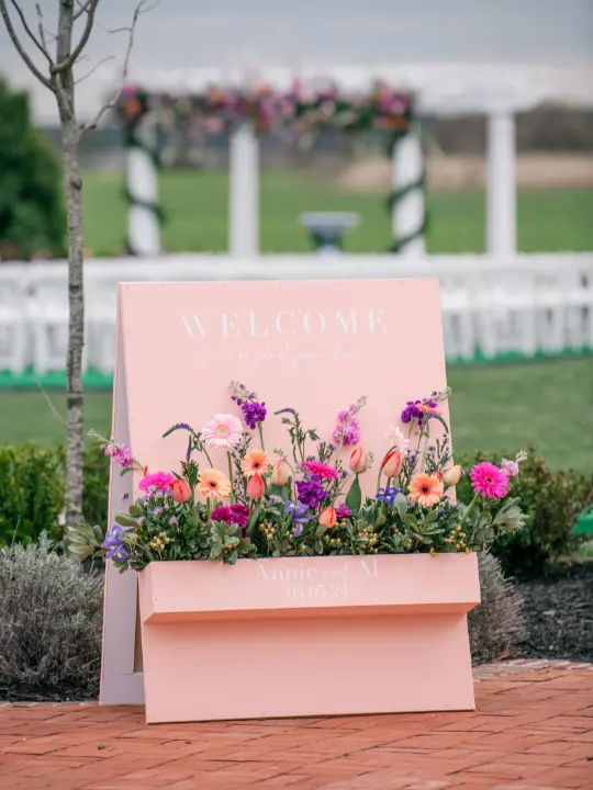 blushflowerwelcomebox Blush welcome flower box sign