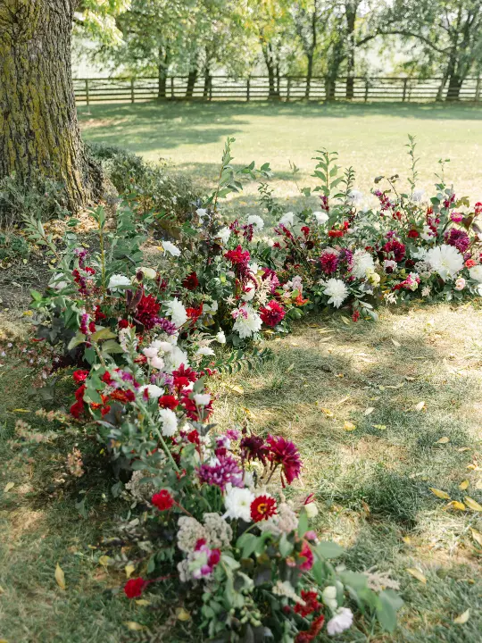 groundflorals Ground Florals for Ceremony in Purple, pinks and white with greenery