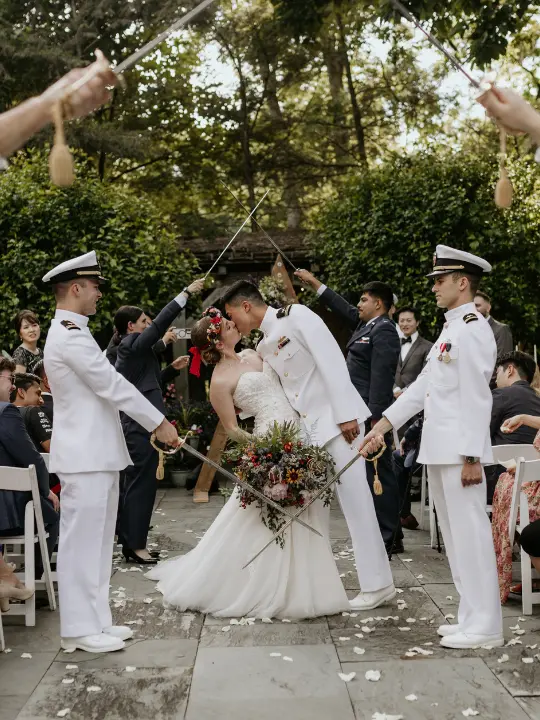 juliandjustin Julia and Justin kissing after ceremony