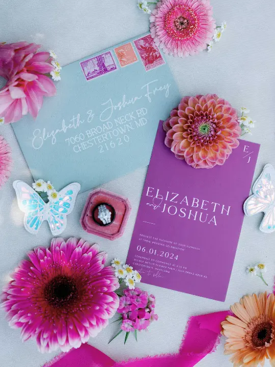 purpleinvitationsuite purple invitation suite with florals