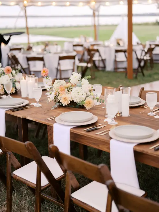 whitecoralarrangement White and coral floral arrangement