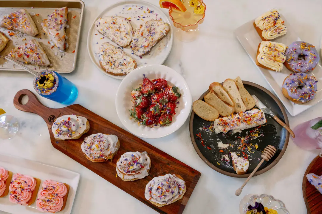 Examples of food using Petal Pantry products by Wildly Native Flower Farm