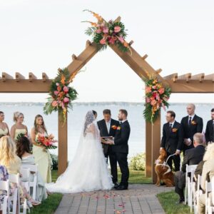Herrington on the Bay wedding ceremony floral arch