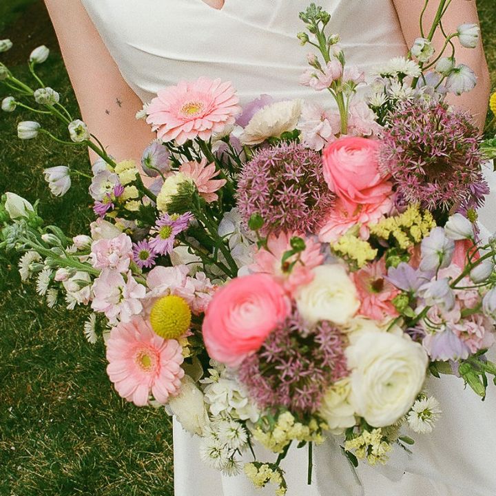 spring flowers Spring flower bouquet with allium and ranunculus.