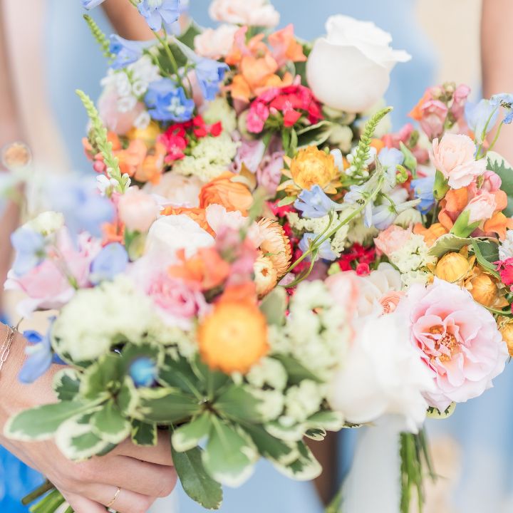 Pastel floral bouquets grouped together.
