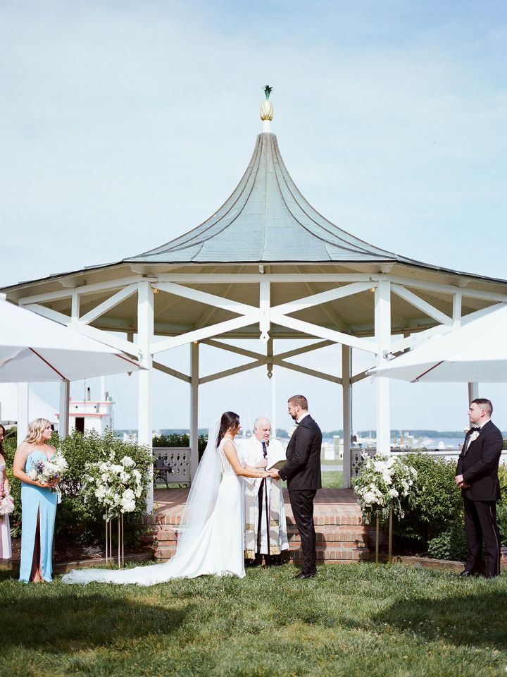 Wedding ceremony at waterfront.