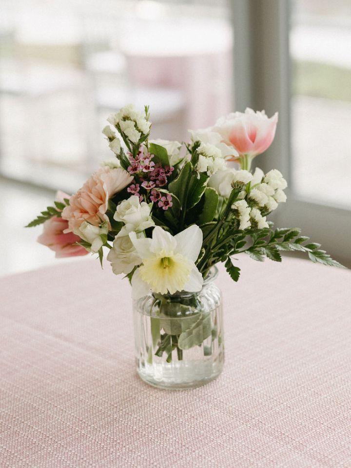 Cocktail table vase with spring florals.