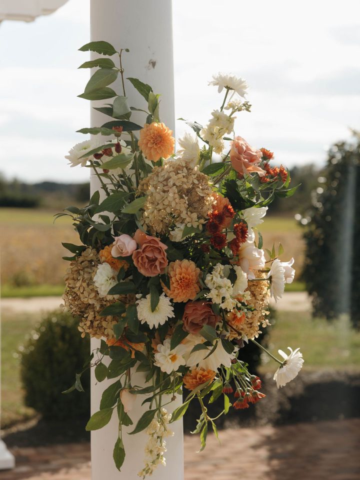 Fall color flower arrangement.