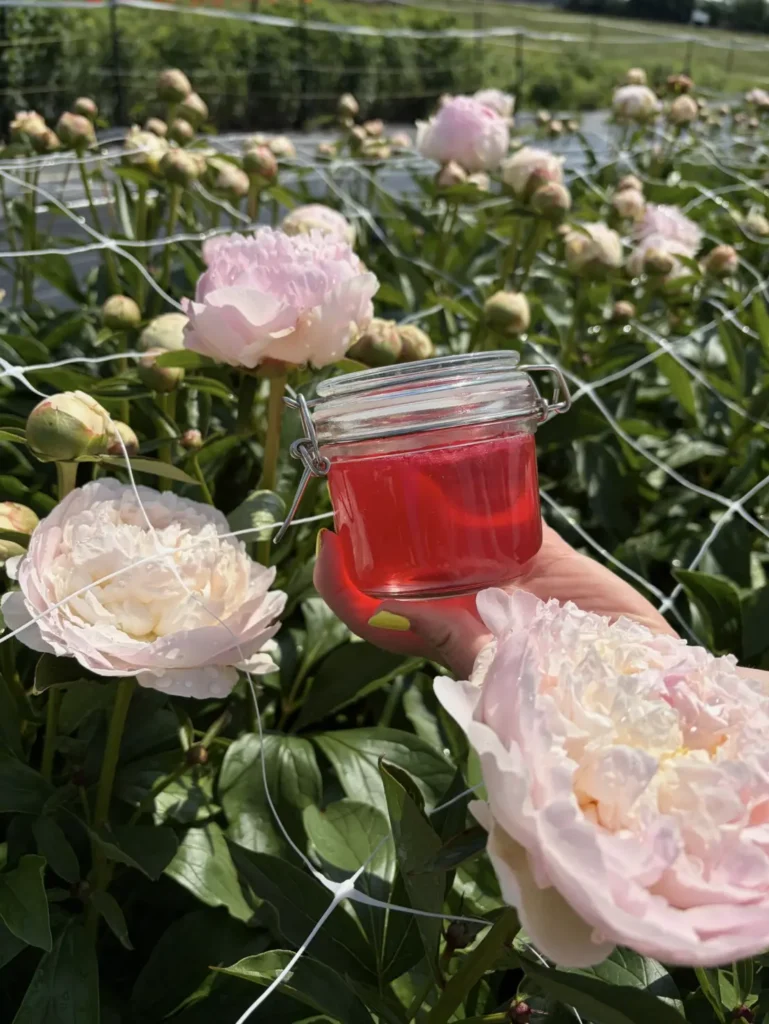 peony-jelly-jar-outdoors peony jelly outside