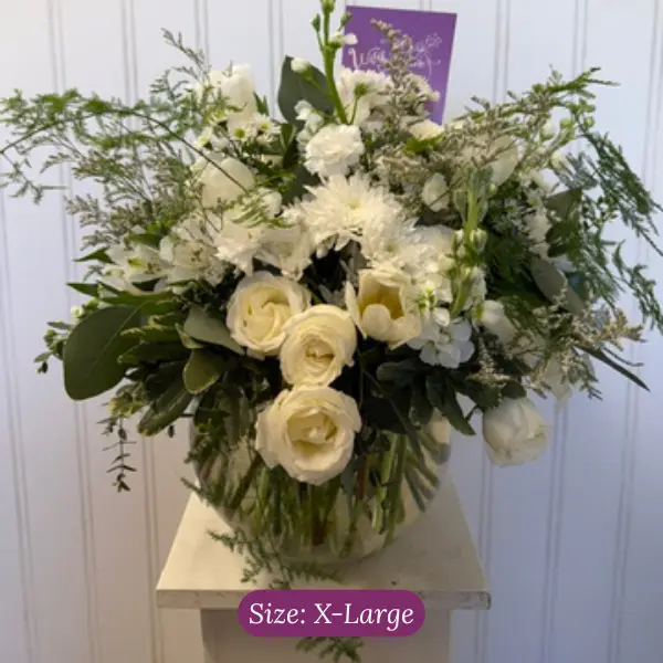 X-Large Sympathy Funeral Vase Arrangement by Wildly Native Flower Farm in Soft Colors
