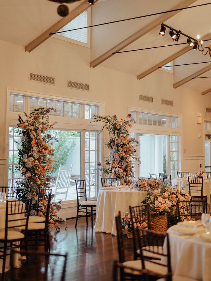 Reception space with sweetheart table.