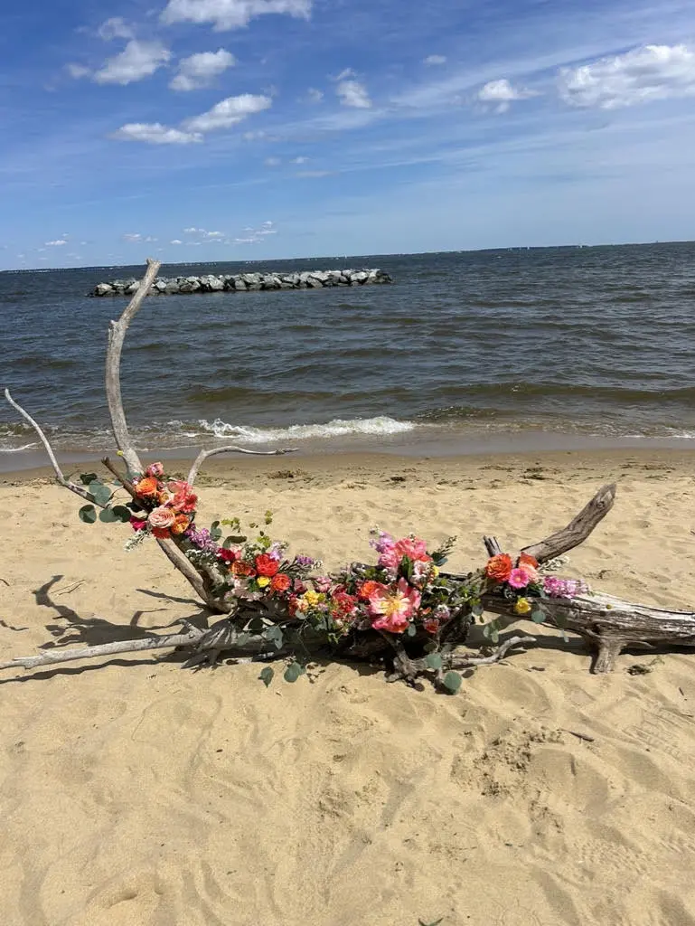 driftwood-arch Driftwood ceremony floral arrangement